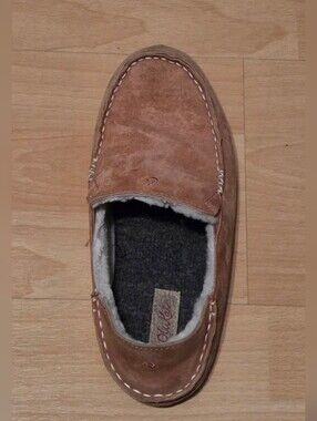 OluKai Women's Nohea Slipper Nubuck leather White Shearling Lining Sz 7/37